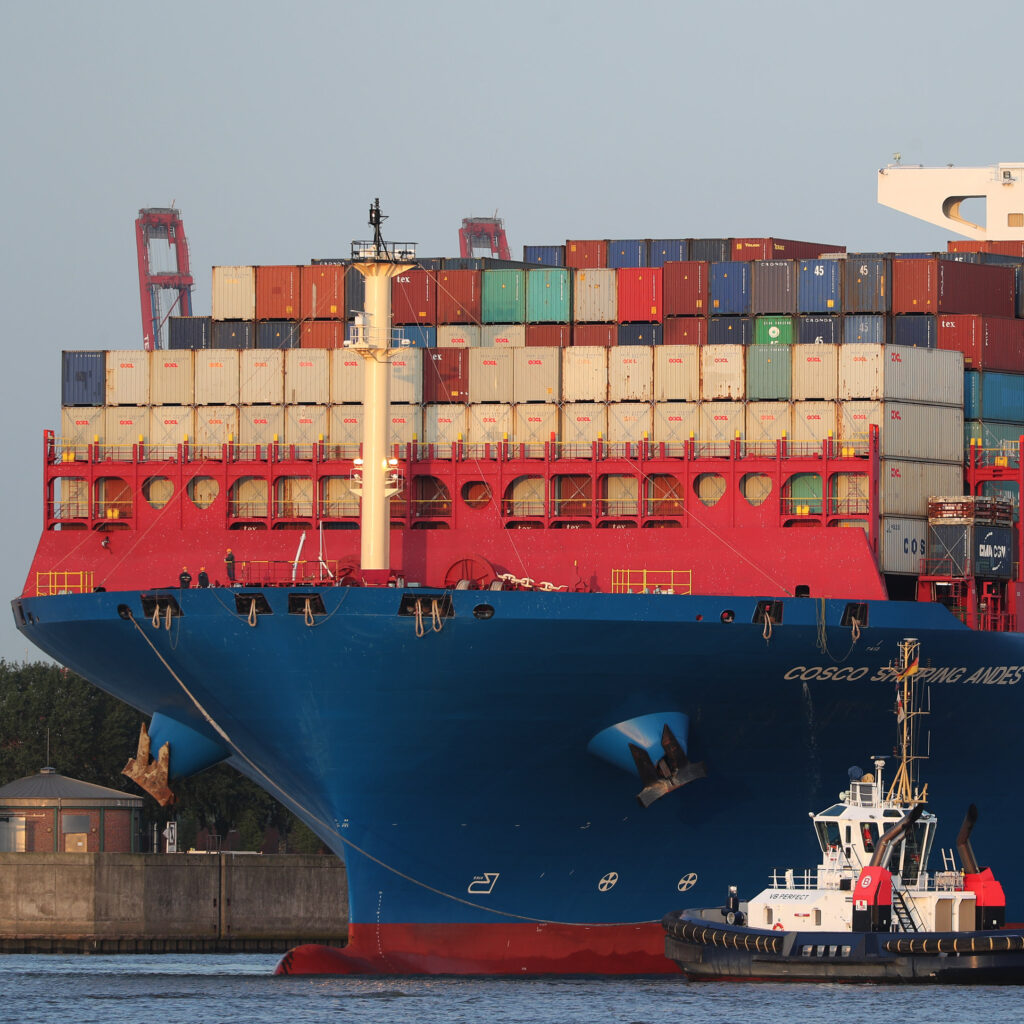 Container ship carrying international ocean freight